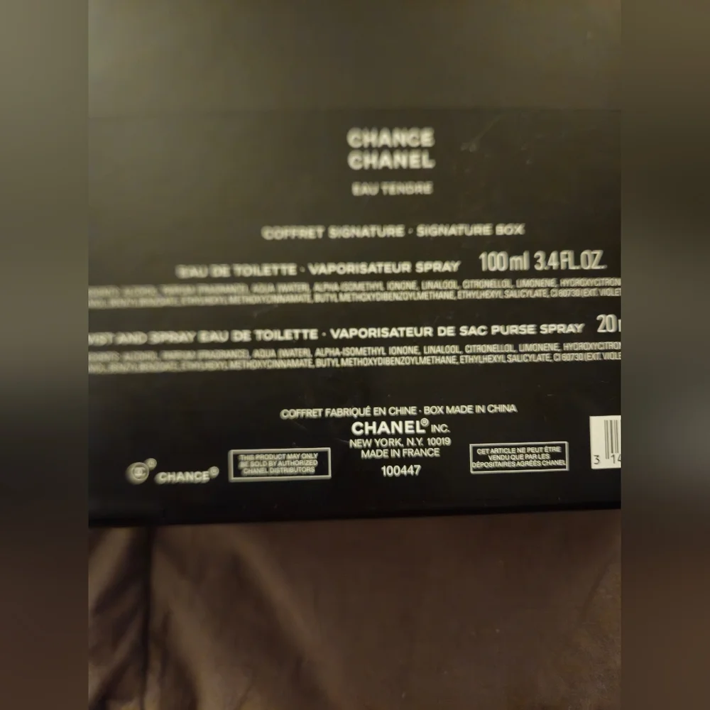 NEW Chanel Medium Chance Perfume 3.4oz White Gift Box Set Insert Dust Bag Ribbon